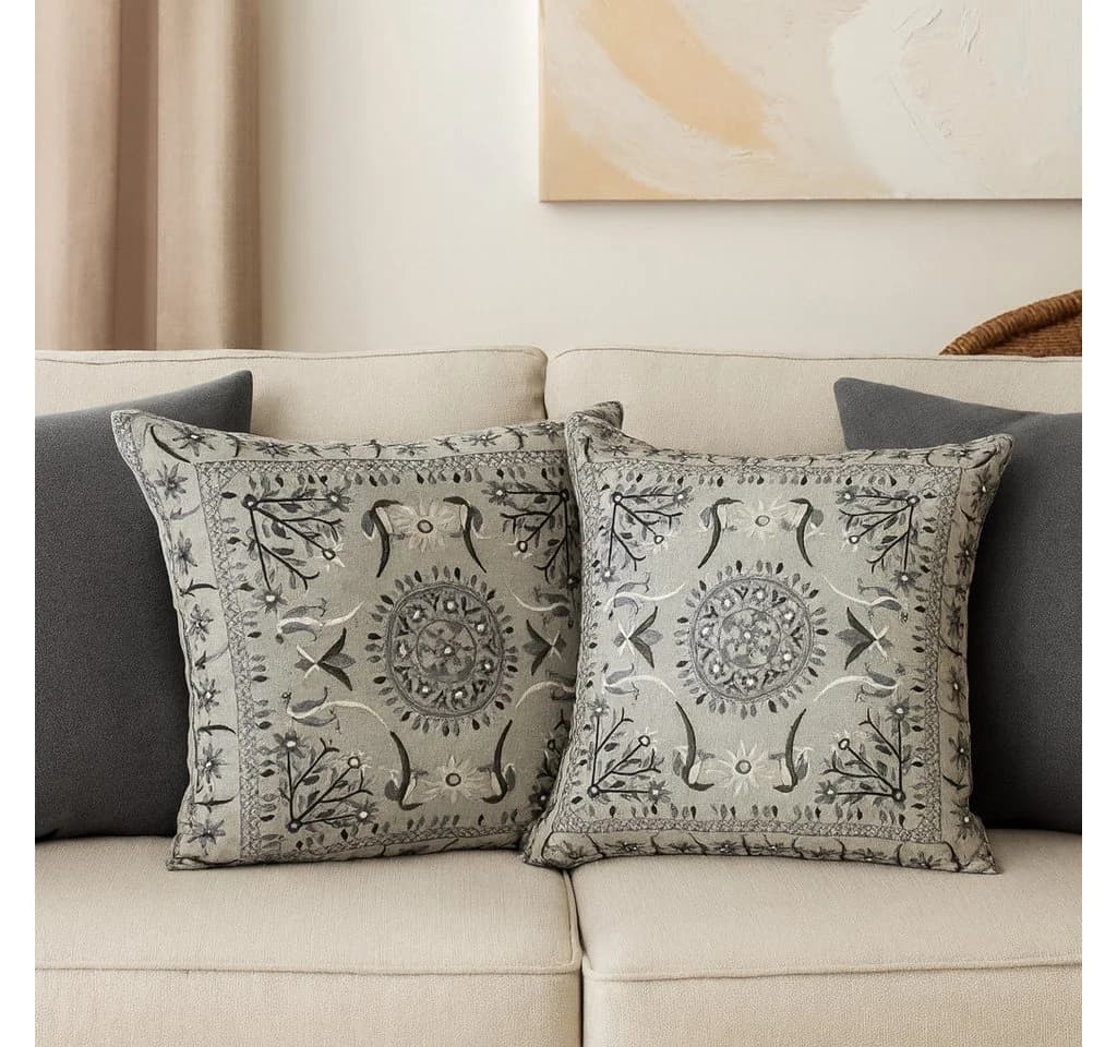 Marrakesch Orient & Mediterran Interior Zierkissen 2er Set Lodge Grau 50x50cm Boho Deko