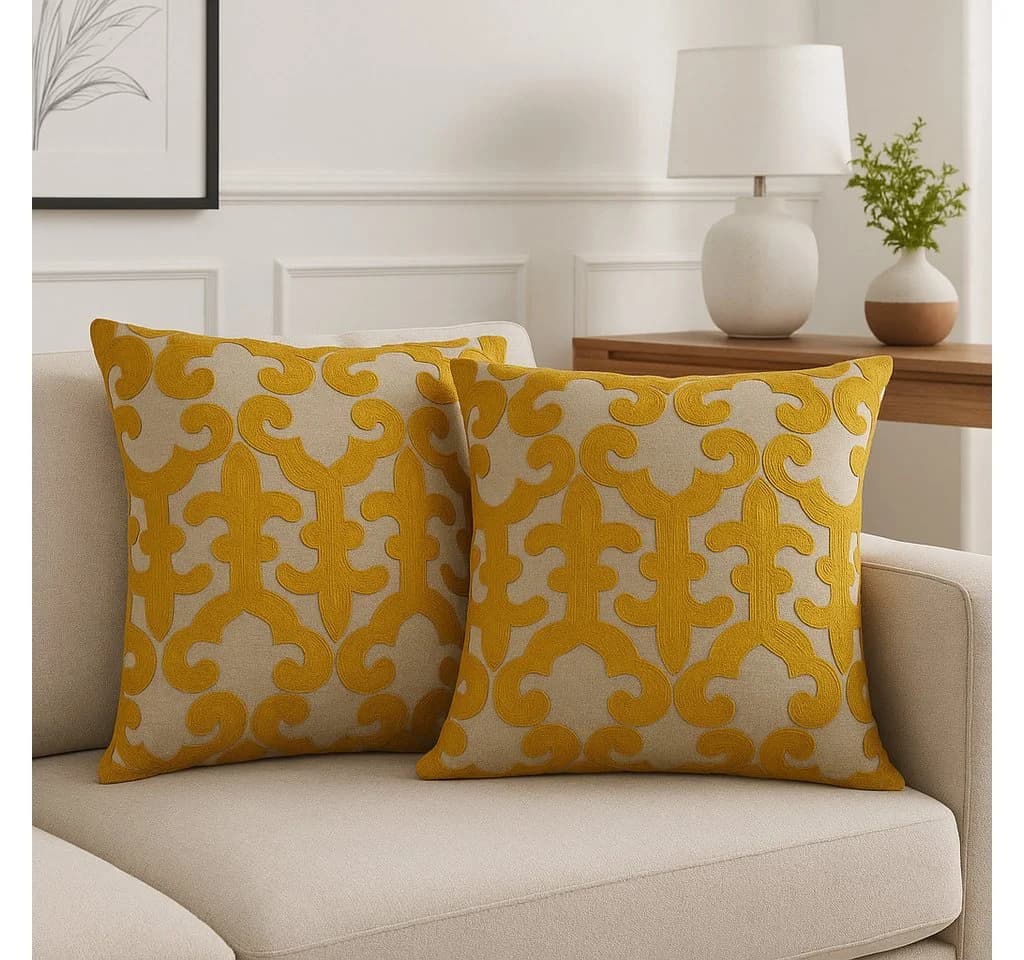 Marrakesch Orient & Mediterran Interior Zierkissen 4er Set Kissenbezug Handgefertigt Kayon Gold 40x40cm