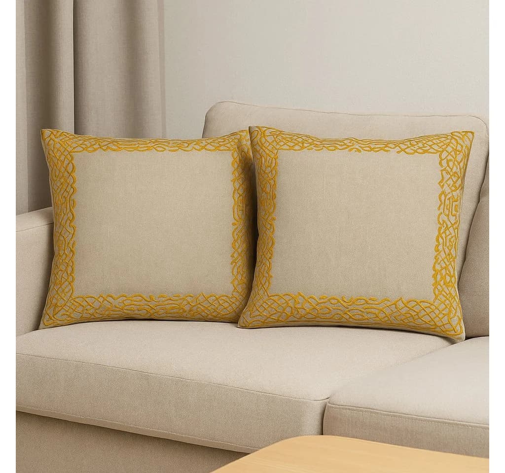 Marrakesch Orient & Mediterran Interior Zierkissen 2er Set Frisia Gold 40x40cm Boho Deko