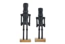 Marrakesch Orient & Mediterran Interior Dekofigur Nussknacker Schwarz 2er Set Aluminium Holzsockel Handarbeit Bild 2