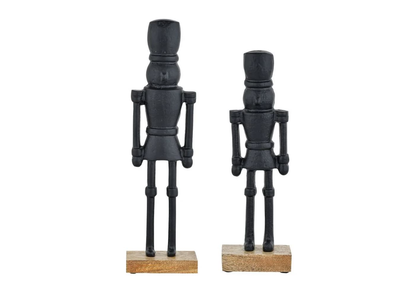 Marrakesch Orient & Mediterran Interior Dekofigur Nussknacker Schwarz 2er Set Aluminium Holzsockel Handarbeit - Bild 2