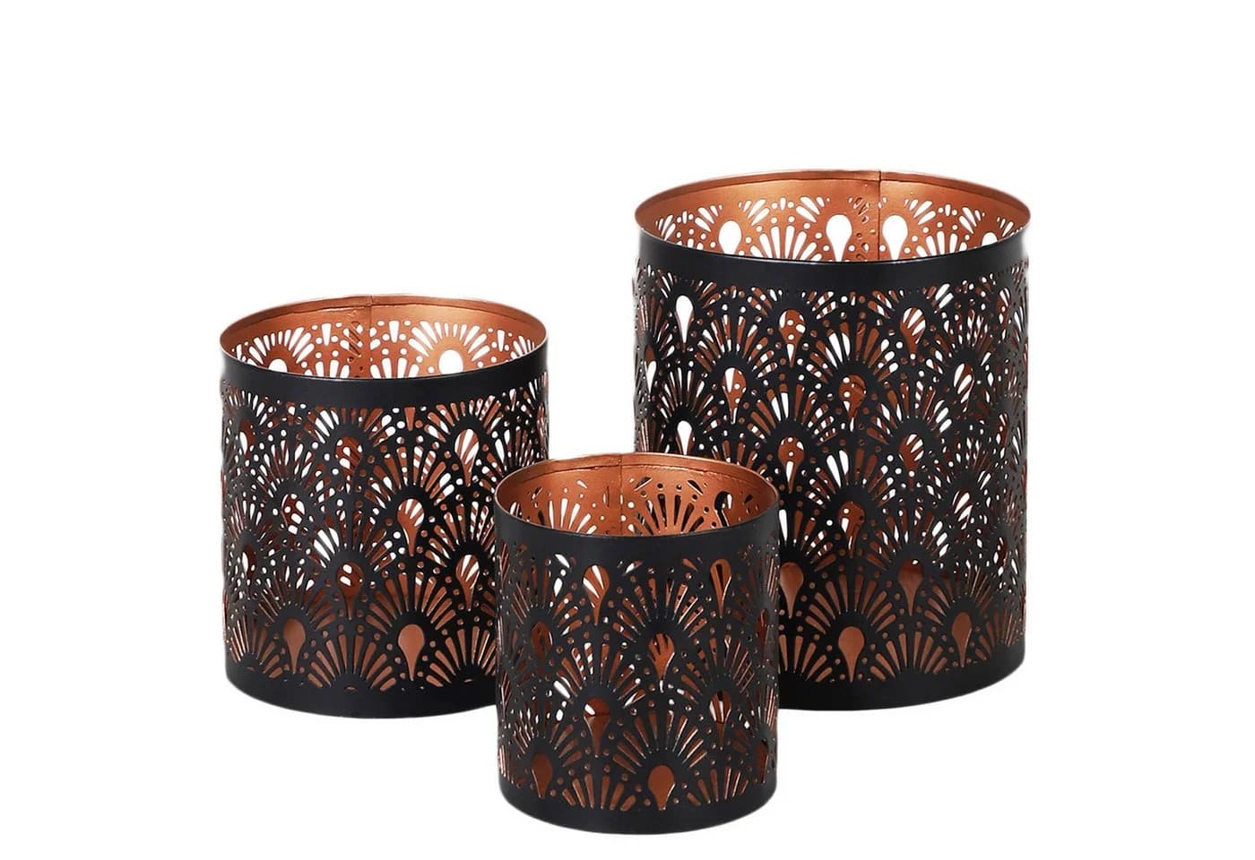 Marrakesch Orient & Mediterran Interior Teelichthalter 3er Set Zalia Schwarz, Handarbeit