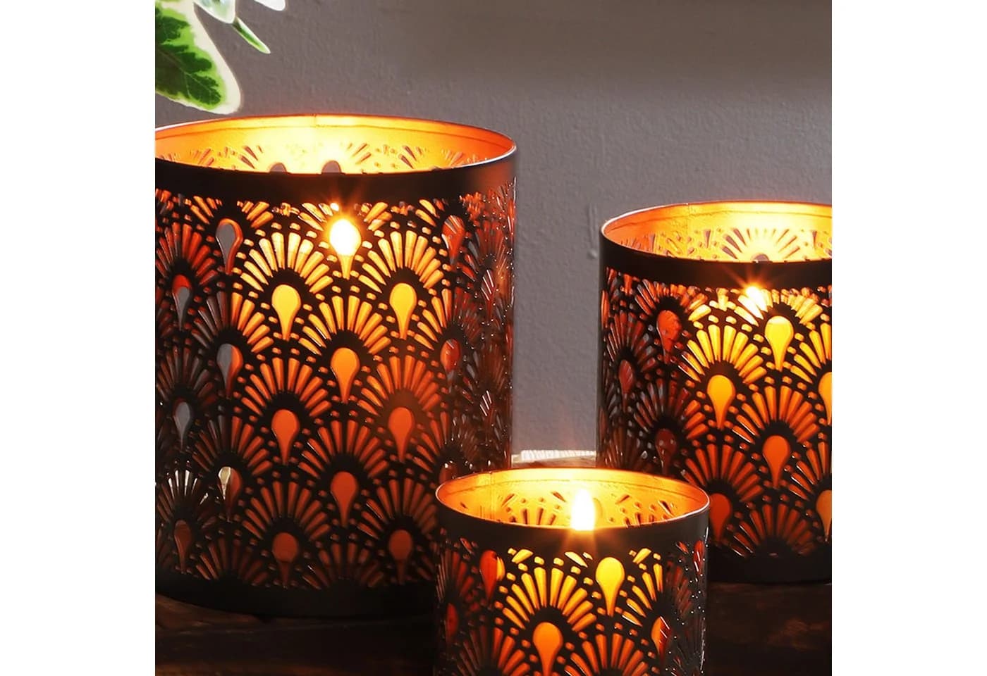 Marrakesch Orient & Mediterran Interior Teelichthalter 3er Set Zalia Schwarz, Handarbeit - Bild 3