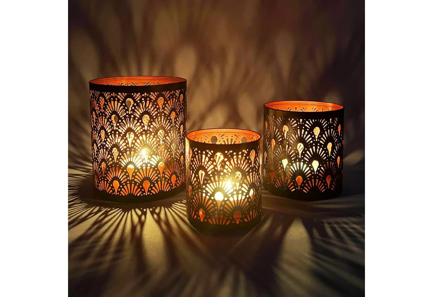 Marrakesch Orient & Mediterran Interior Teelichthalter 3er Set Zalia Schwarz, Handarbeit - Bild 5