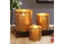 Orientalischer Teelichthalter aus Metall in Gold und Kupfer Bild 2