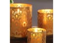 Orientalischer Teelichthalter aus Metall in Gold und Kupfer Bild 3