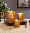Orientalischer Teelichthalter aus Metall in Gold und Kupfer Bild 4