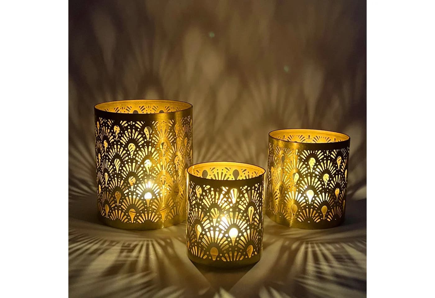 Orientalischer Teelichthalter aus Metall in Gold und Kupfer - Bild 5