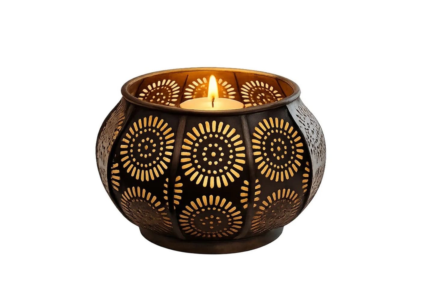 Sabah Teelichthalter Orientalisch Metall Boho Windlicht 12cm - Bild 2