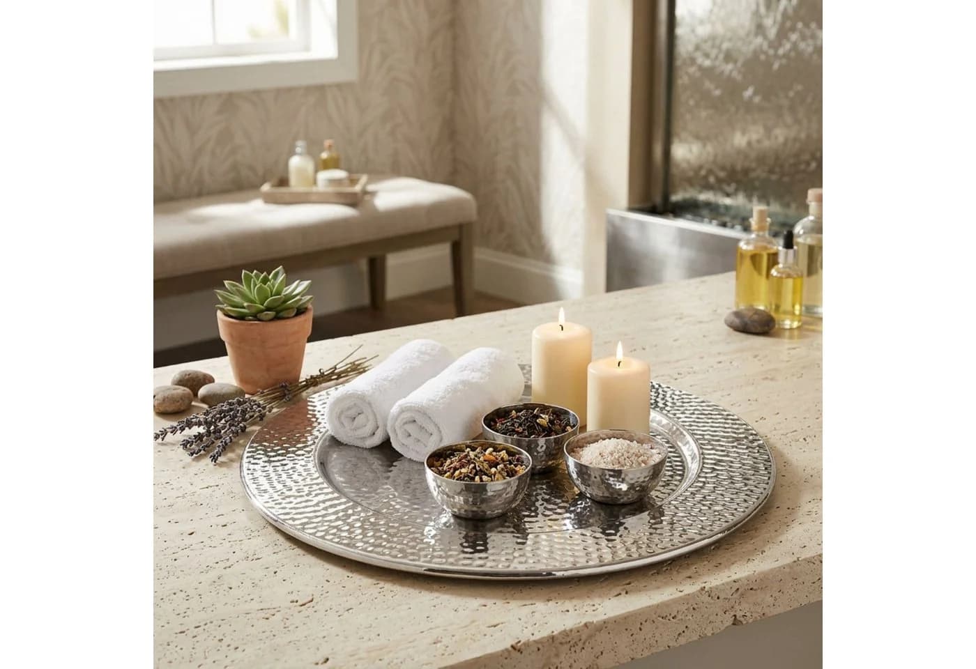 Marrakesch Orient & Mediterran Interior Dekotablett Nizza Aluminium Silber