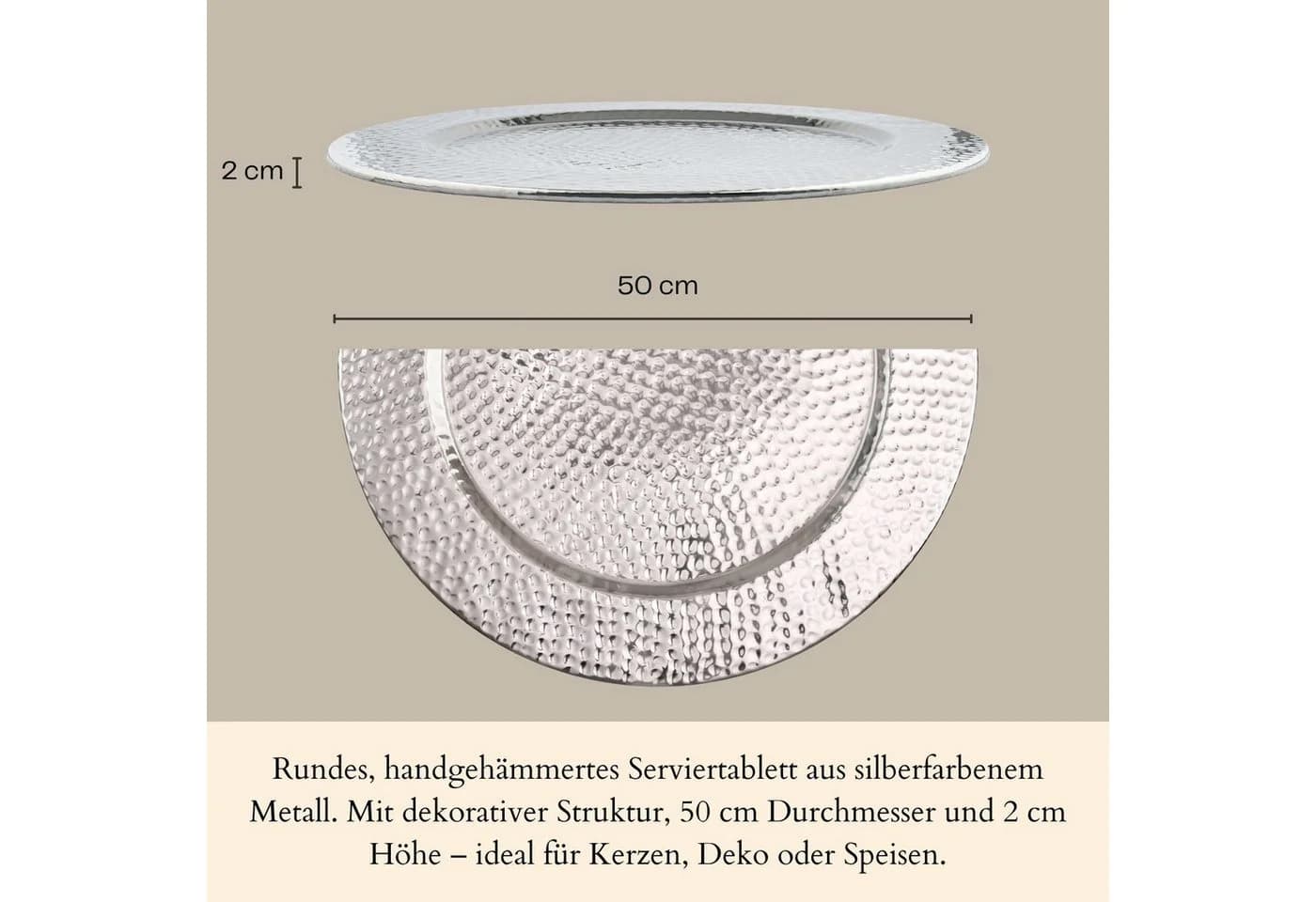 Marrakesch Orient & Mediterran Interior Dekotablett Nizza Aluminium Silber - Bild 3