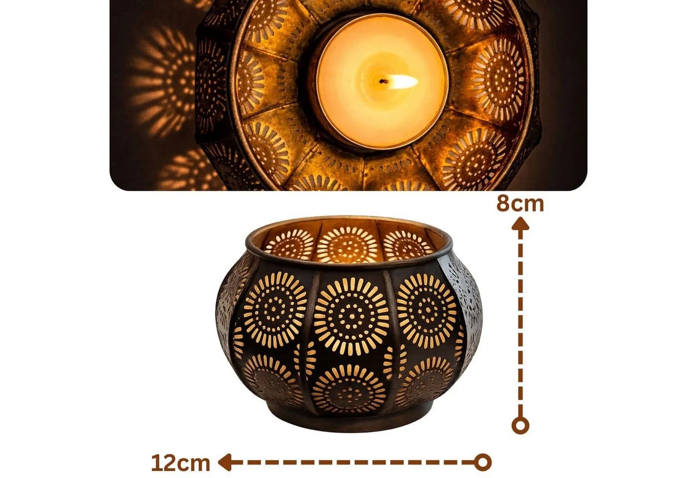 Sabah 3er Set Teelichthalter Orientalisch Metall Boho Windlicht - Bild 3