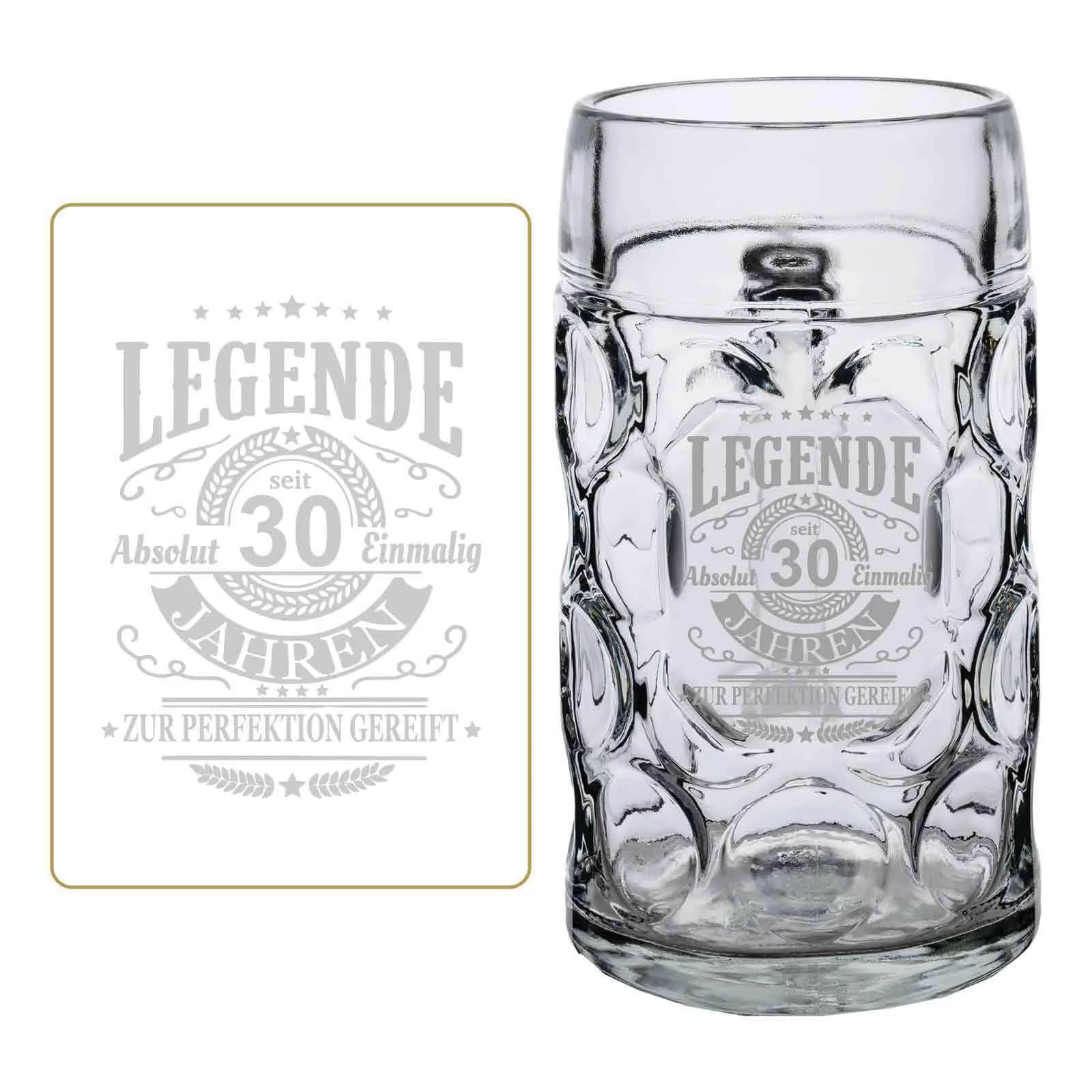 LUXENTU Maßkrug 1,0 Liter mit Gravur Legende seit 30 Jahren