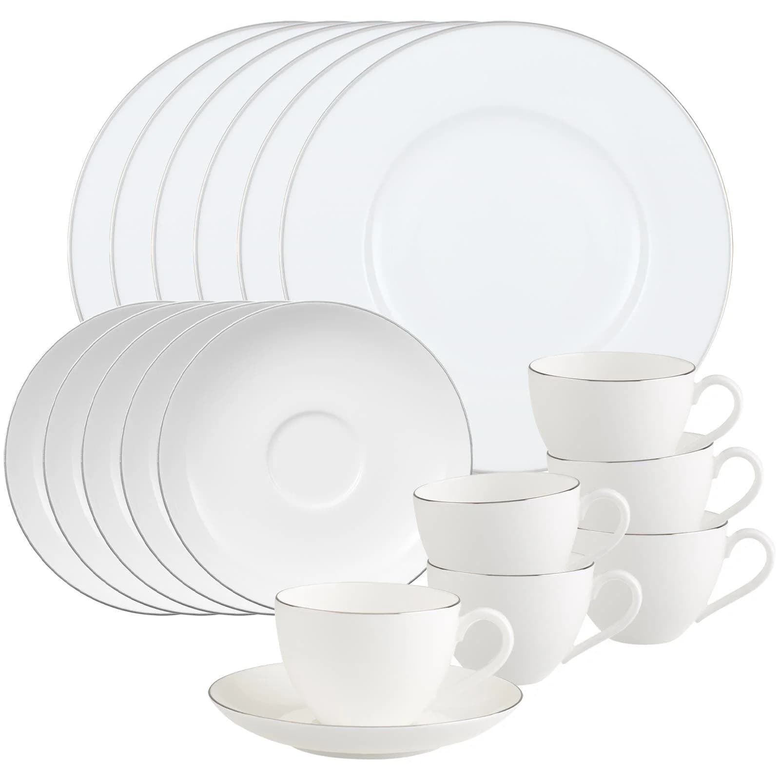 Villeroy & Boch Kaffeeservice Anmut Platinum No.1 18er Set Weiß