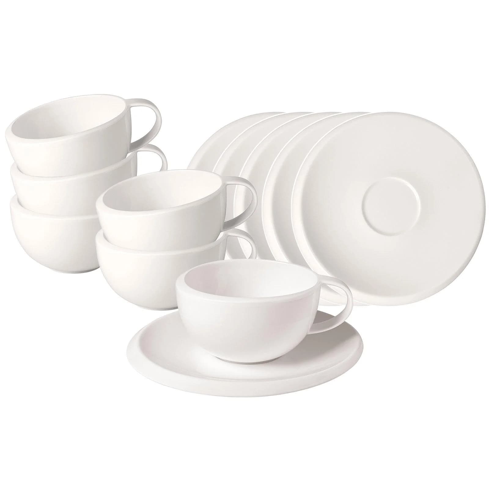 Villeroy & Boch NewMoon Kaffeetasse mit Untertasse 190 ml 6er Set Weiß