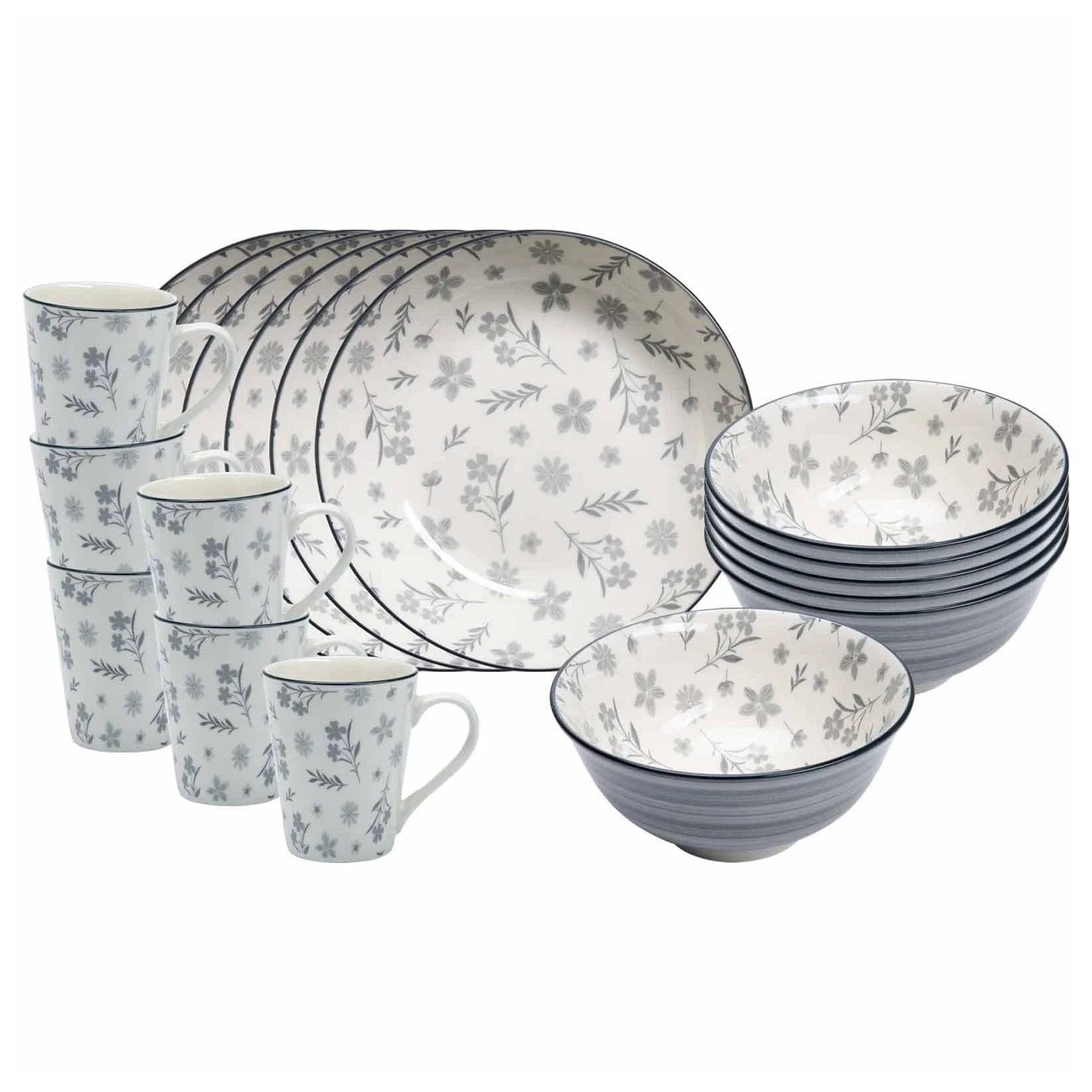 Ritzenhoff & Breker Frühstücks-Set Sendai Blume 18er Grau