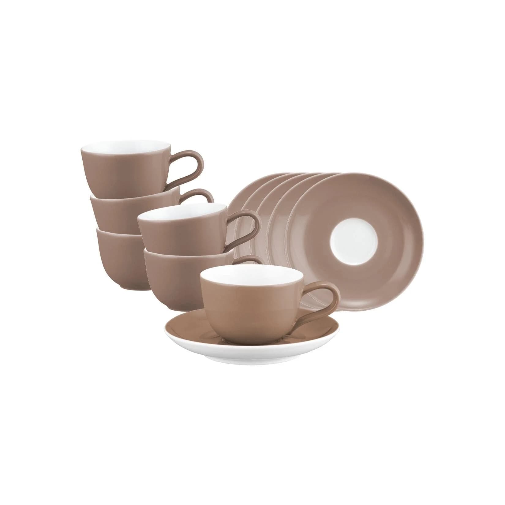 Seltmann Weiden Espressotasse 6er Set Liberty Pure Colors Braun Porzellan