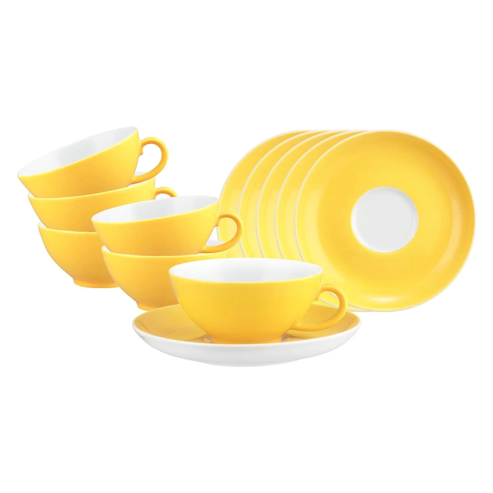 Seltmann Weiden Teetassen mit Untertassen 6er Set Liberty Pure Colors Gelb