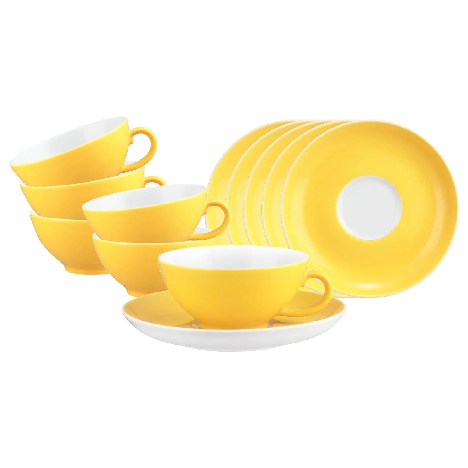 Seltmann Weiden Teetassen mit Untertassen 6er Set Liberty Pure Colors Gelb - Bild 2