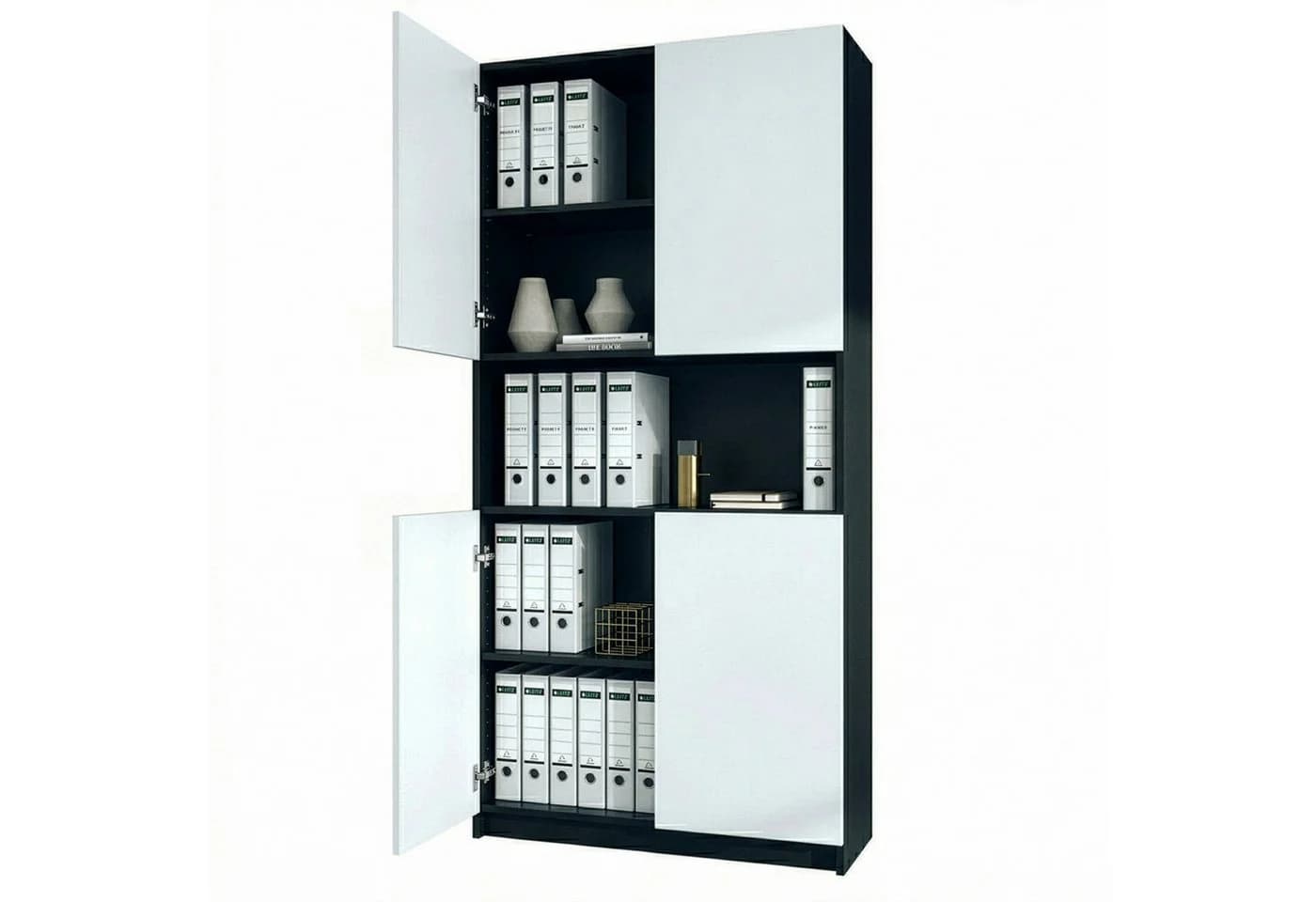 InnoFurn Aktenschrank Elona M2 Weiß Push-to-Open Soft-Close - Bild 2