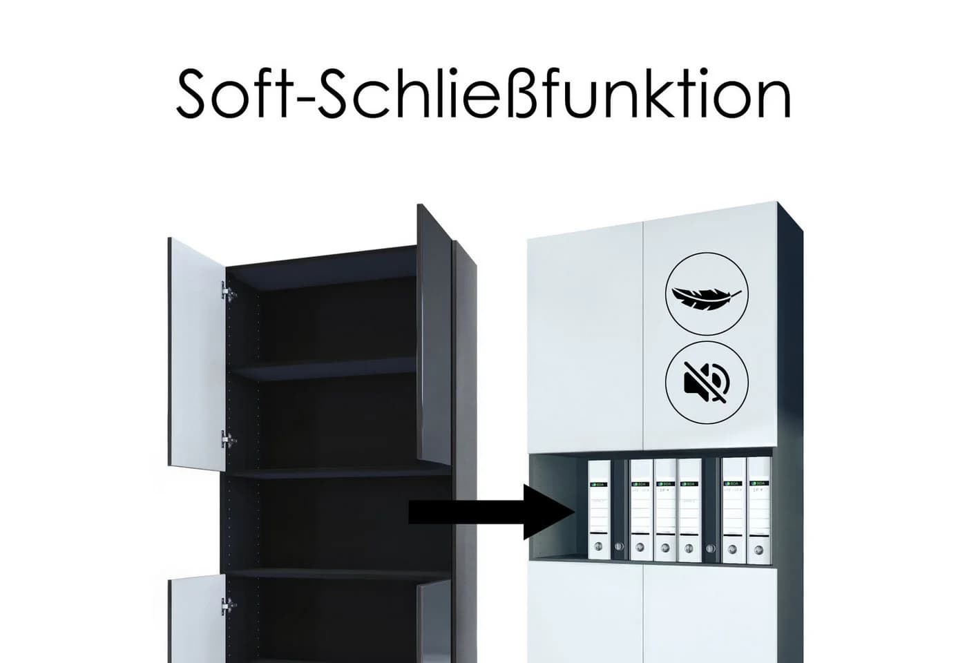 InnoFurn Aktenschrank Elona Büroschrank mit Soft-Close & Push-to-Open Braun - Bild 4