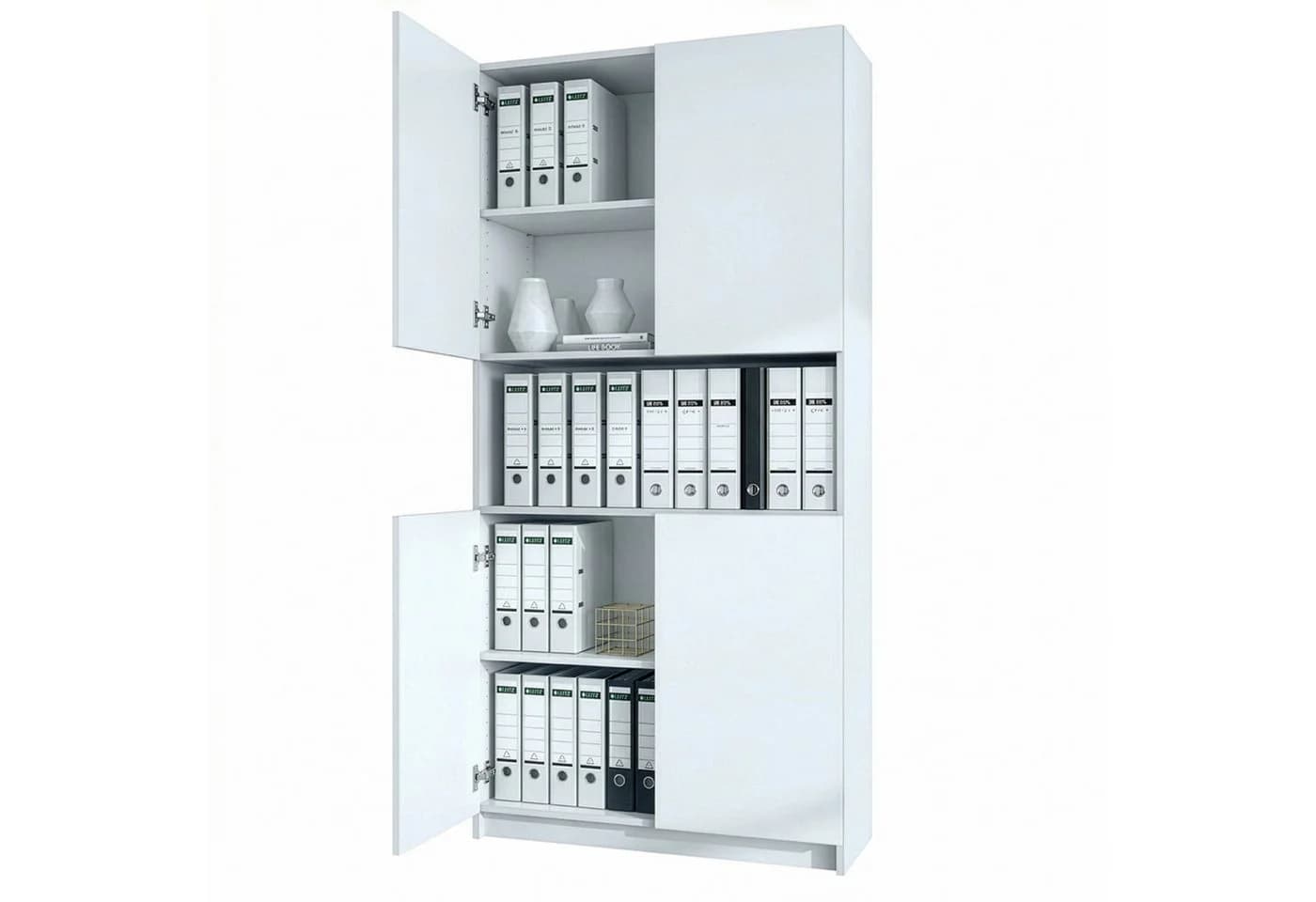 InnoFurn Aktenschrank Elona M2 Büroschrank Weiß Push-to-Open - Bild 2