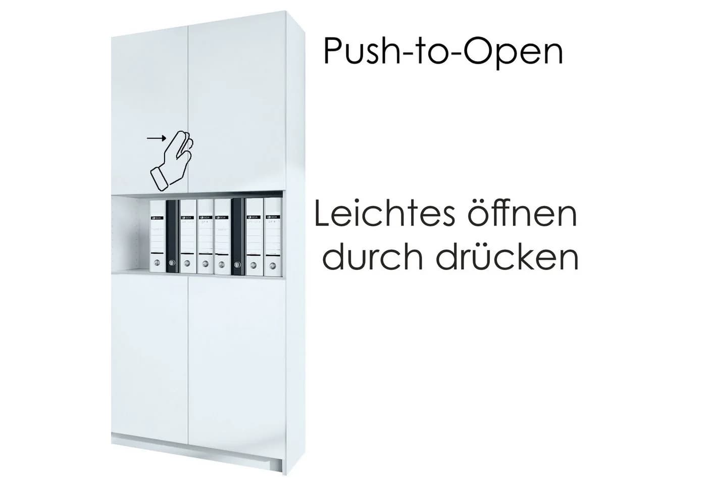 InnoFurn Aktenschrank Elona M2 Büroschrank Weiß Push-to-Open - Bild 3