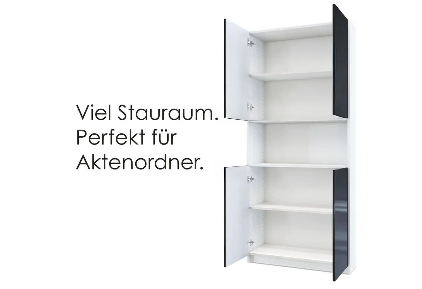 InnoFurn Aktenschrank Elona M2 Büroschrank Weiß Push-to-Open - Bild 4