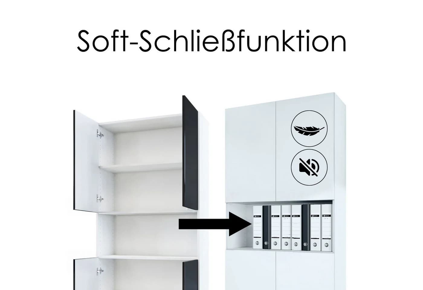 InnoFurn Aktenschrank Elona M2 Büroschrank Weiß Push-to-Open - Bild 5