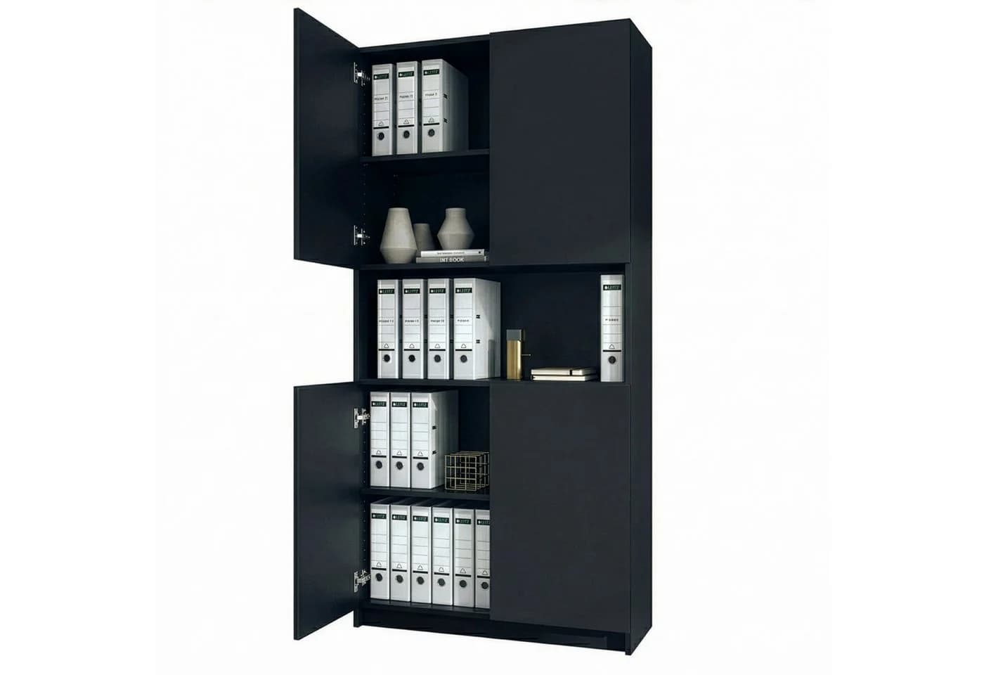 InnoFurn Aktenschrank Elona M2 Schwarz Push-to-Open Soft-Close - Bild 2