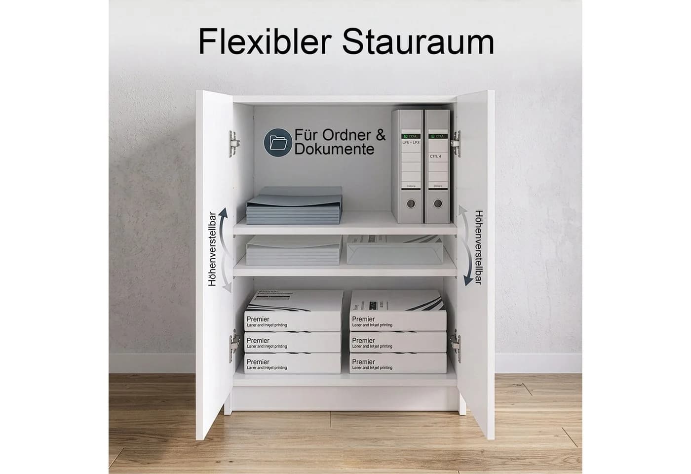 InnoFurn Druckerkommode Elona Schwarz Soft-Close Push-to-Open - Bild 5