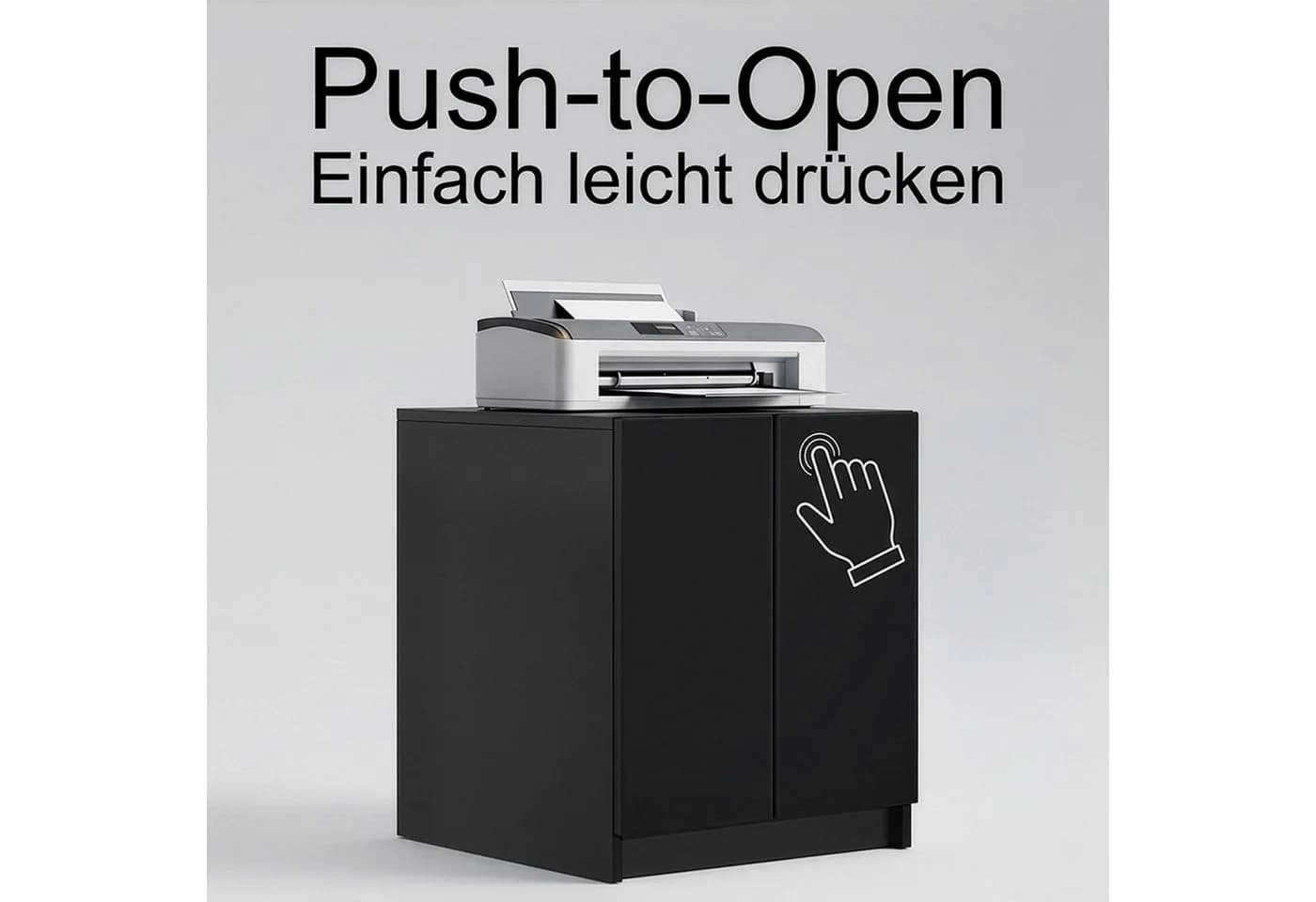 InnoFurn Druckerkommode Elona Schwarz Soft-Close & Push-to-Open - Bild 3