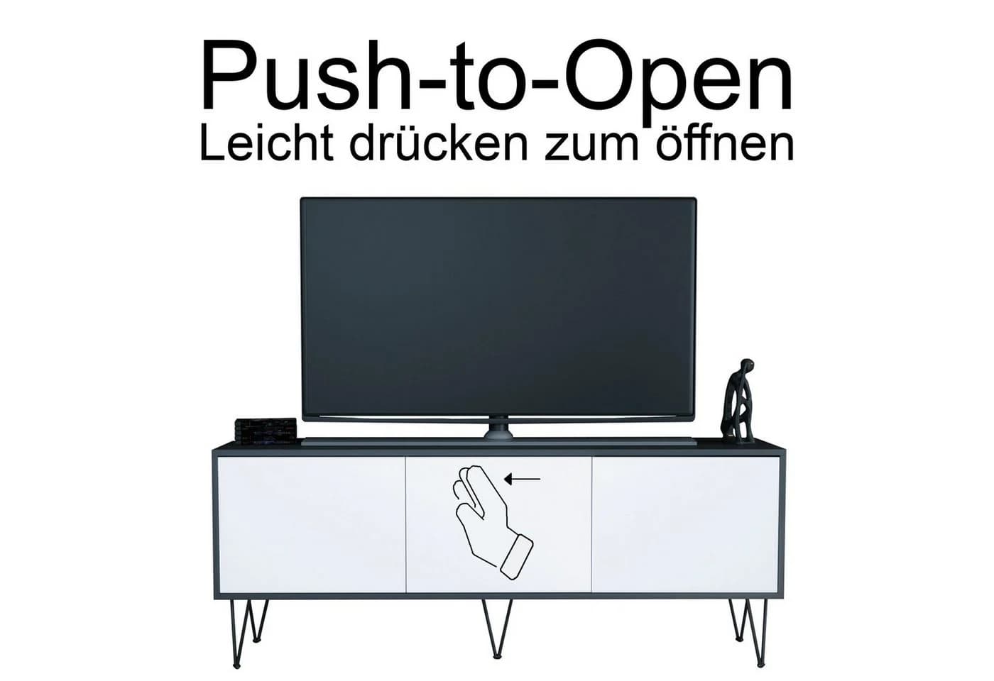 InnoFurn Lowboard Elisa Grau Push-to-Open - Bild 3