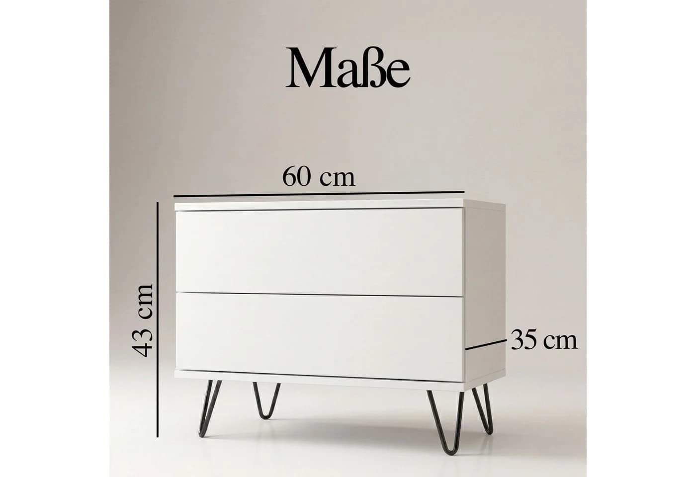 InnoFurn Nachtschrank Aura Weiß Push-to-Open 2 Schubladen - Bild 5