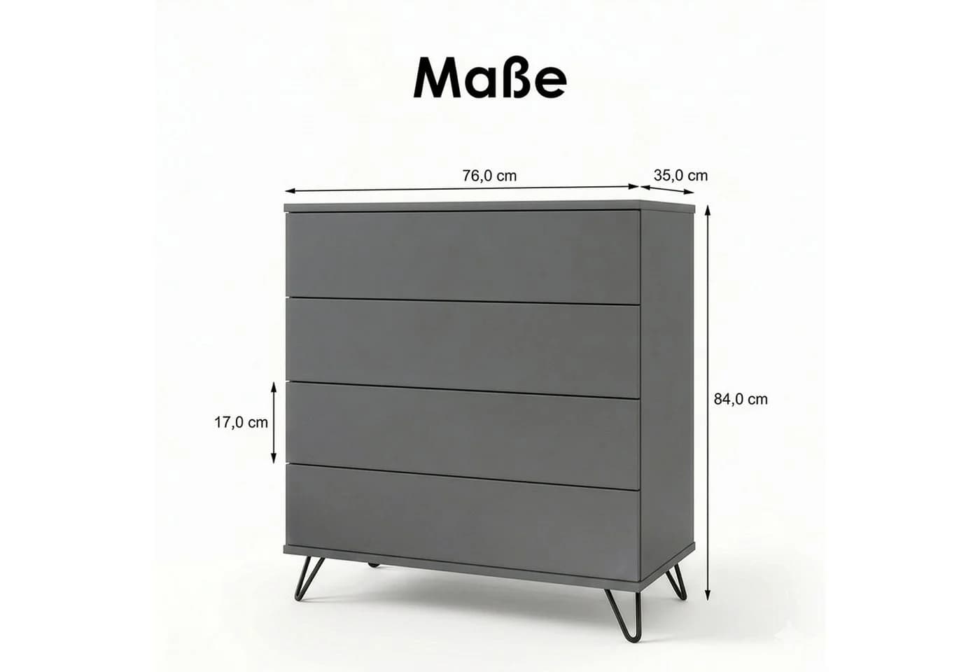InnoFurn Kommode Elara Schrank mit 4 Schubladen Push-to-Open - Bild 5