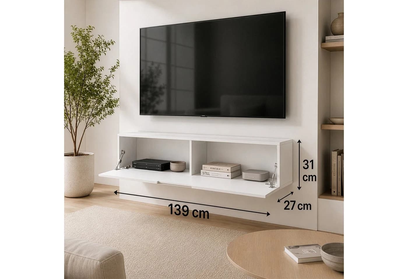 InnoFurn TV-Board Vela Hängendes Lowboard Weiß Modernes Design - Bild 5