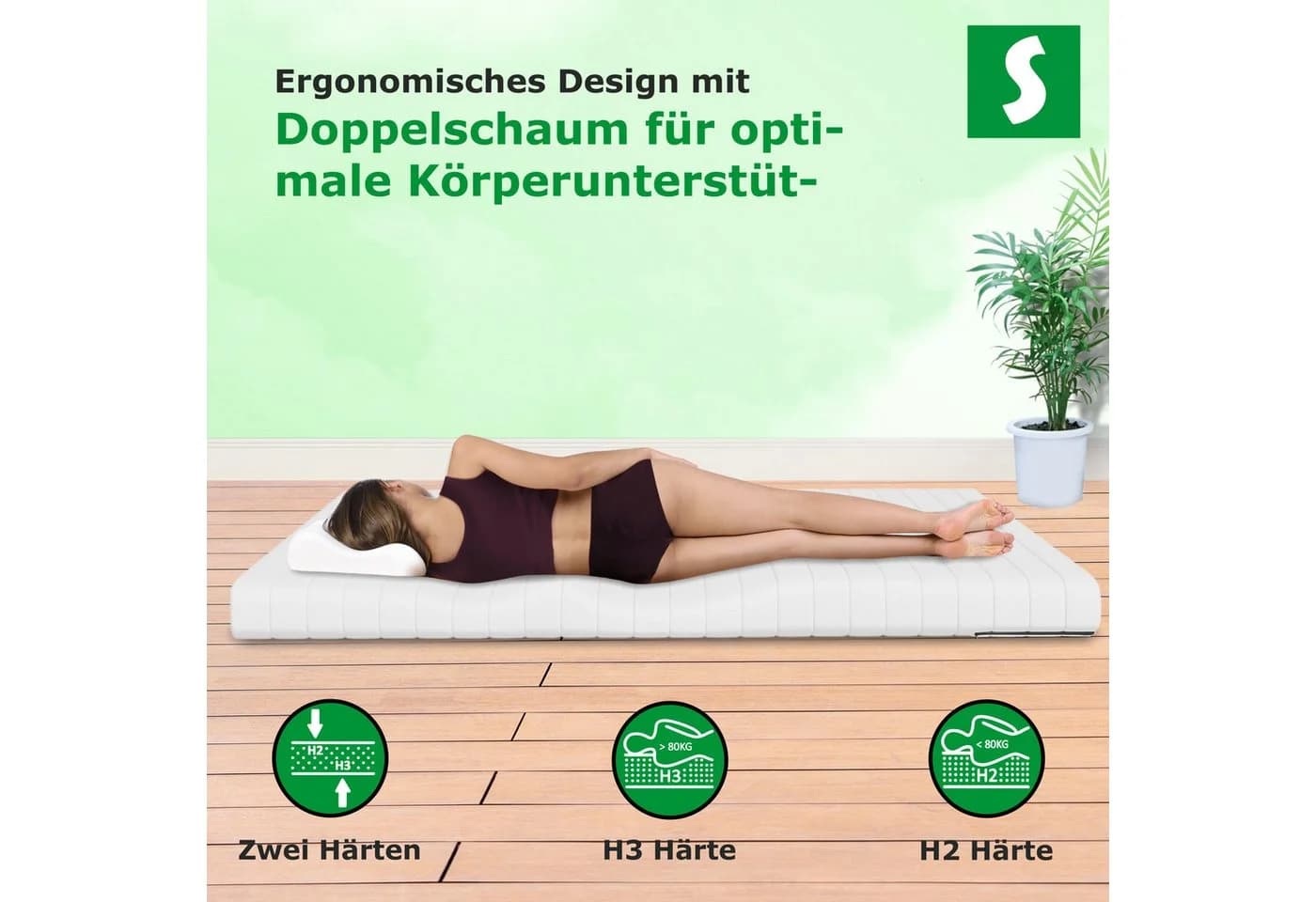 Schlaftroll Kaltschaummatratze Premium 7-Zonen Wendematratze H2/H3