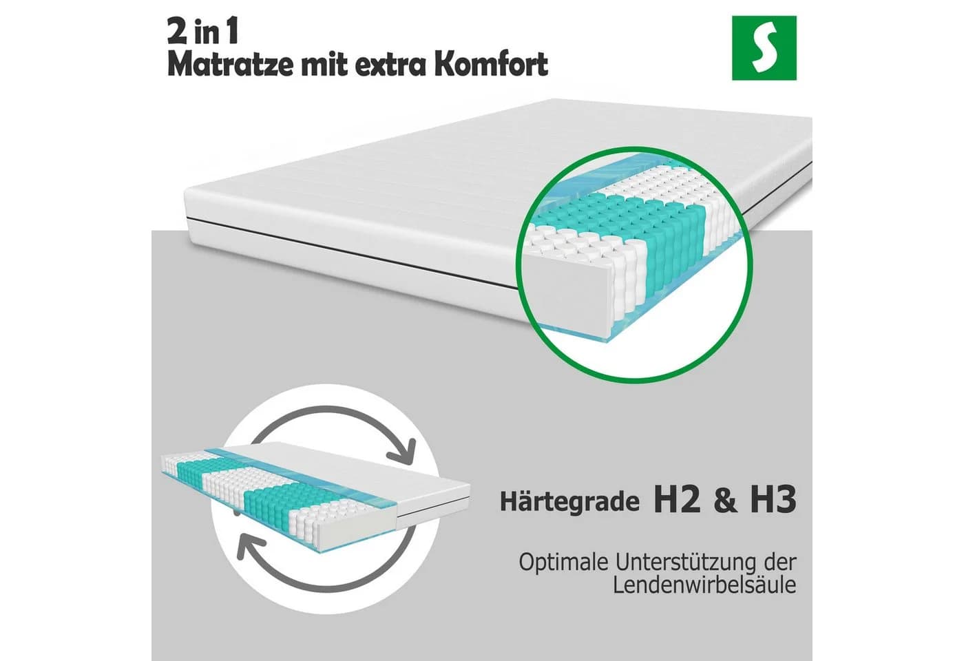 Schlaftroll 7-Zonen Taschenfederkernmatratze Wendematratze