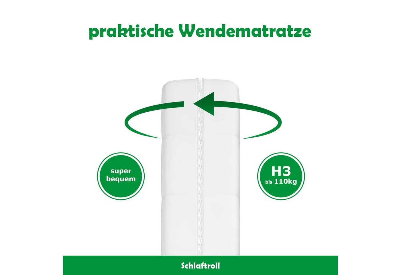 Schlaftroll Kaltschaummatratze 15 cm H2/H3 7-Zonen Wendematratze - Bild 5