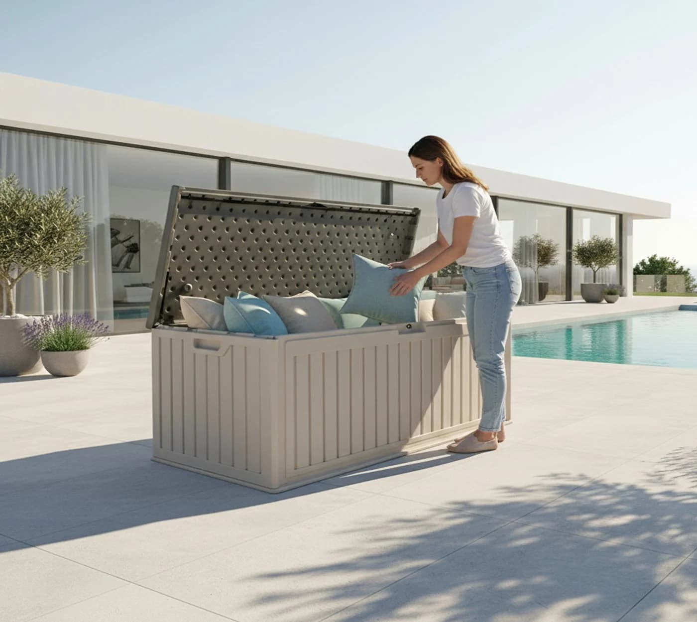 Westmann Kunststoff Gartenbox Alba 380 L Creme Aufbewahrung - Bild 5