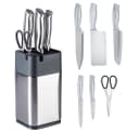 HOOZ 7-tlg. Küchenmesser-Set mit Messerblock Edelstahl Silber Bild 1