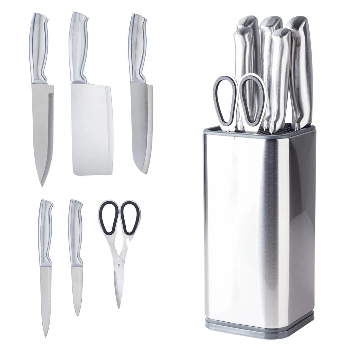 HOOZ 7-tlg. Küchenmesser-Set mit Messerblock Edelstahl Silber - Bild 2