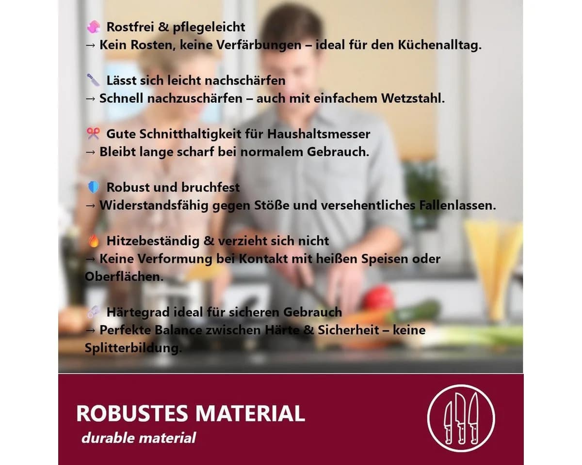 HOOZ 7-tlg. Küchenmesser-Set mit Messerblock Edelstahl Silber - Bild 5