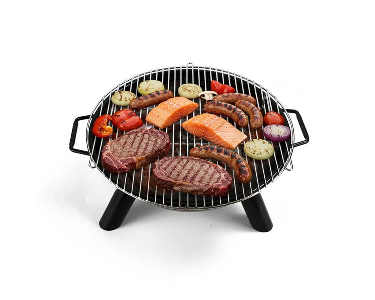 HOOZ Feuerschale 2-in-1 mit Grill Ø46cm Schwarz/Silber