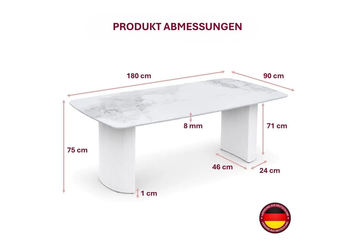HOOZ Esstisch Keramik Travertin-Optik Weiß Modern - Bild 4