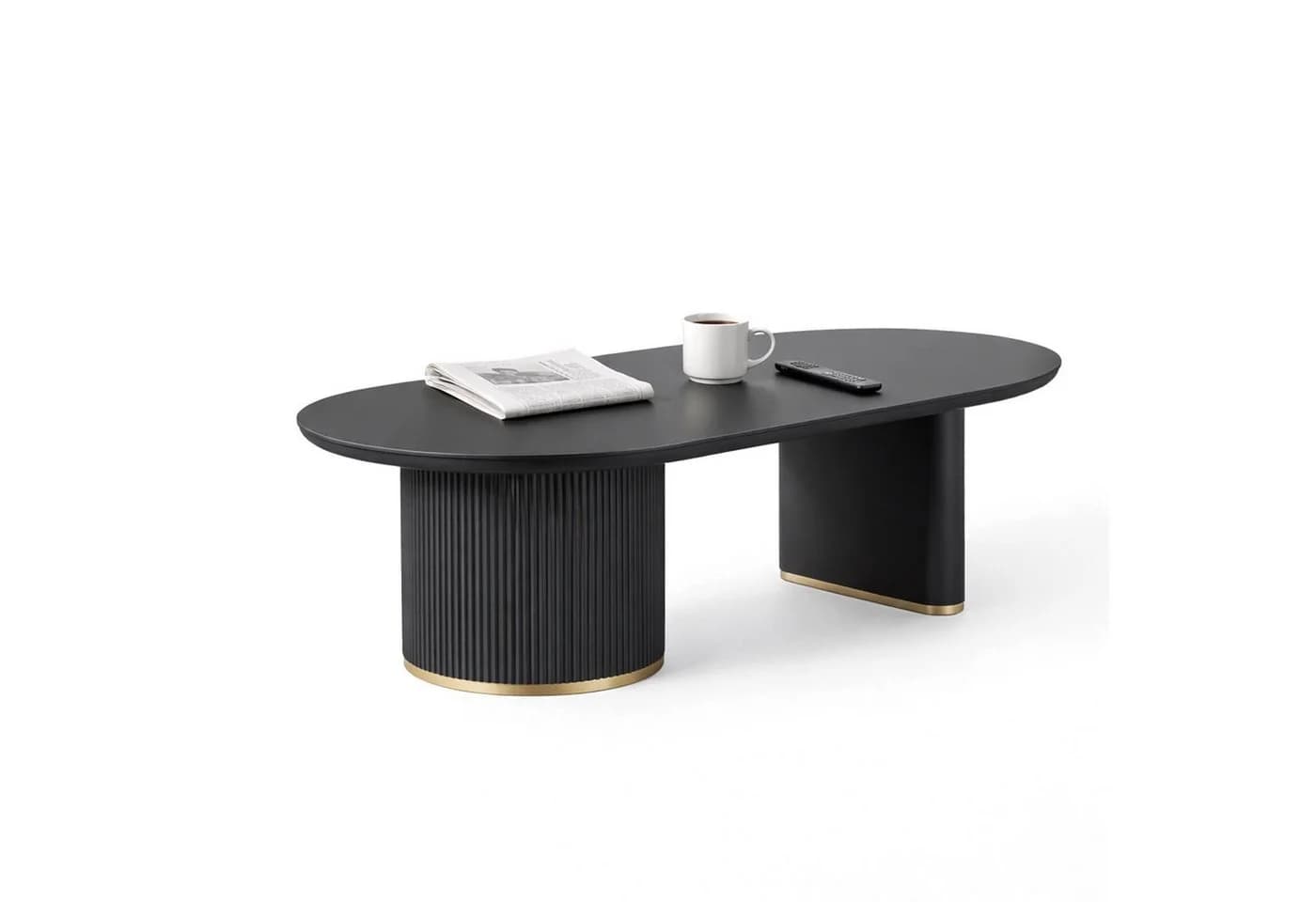 HOOZ Wohnzimmertisch Couchtisch Modern Oval Schwarz - Bild 2