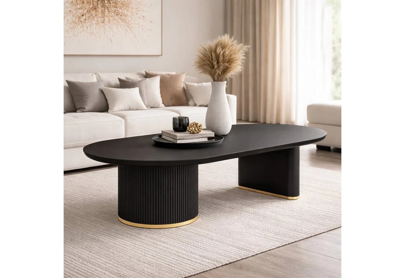 HOOZ Wohnzimmertisch Couchtisch Modern Oval Schwarz - Bild 5