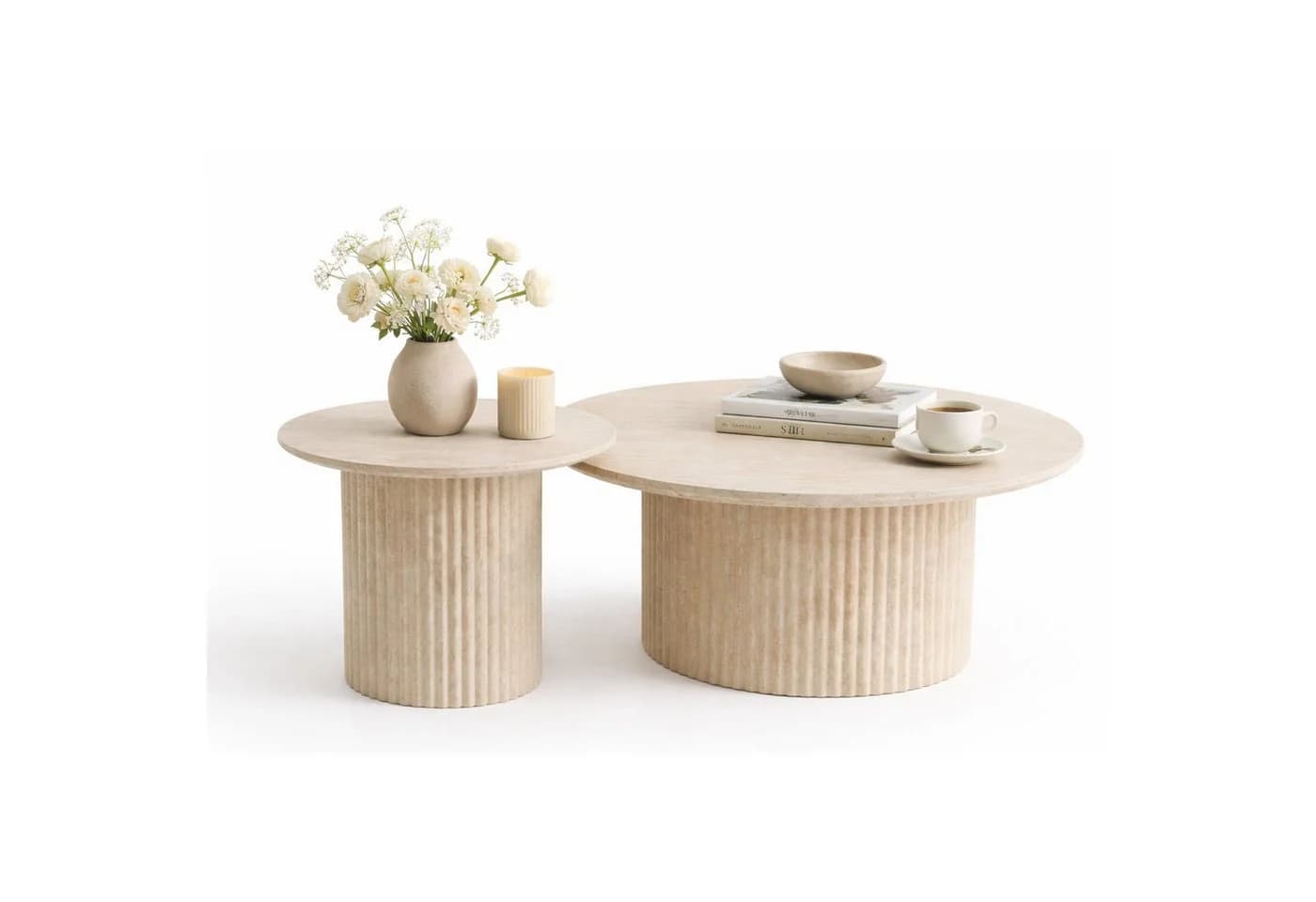 HOOZ Couchtisch 2er Set rund MDF Sand - Bild 2