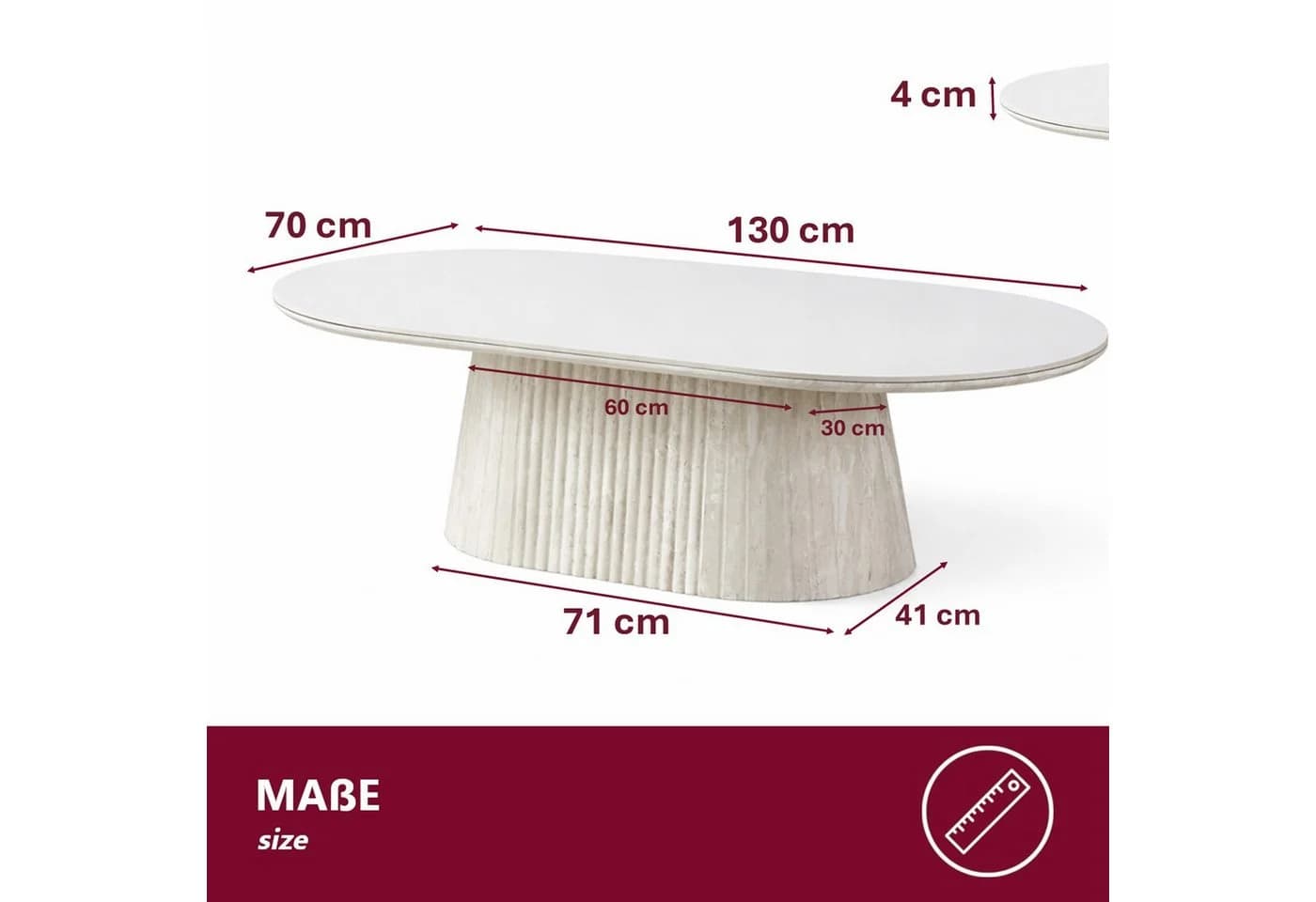 HOOZ Wohnzimmertisch oval modern mit Keramikplatte - Bild 4