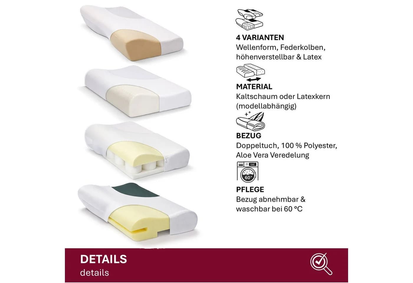 HOOZ Nackenstützkissen Orthopädisches Nackenkissen Wellenform Viscoschaum - Bild 3